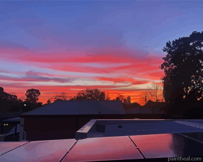 Beautiful Rooftop Sunset Painting By Numbers Kits