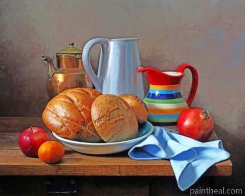 Bread And Fruits Painting By Numbers Kits