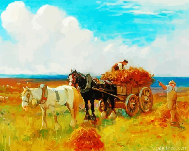 Harvesting With Horses Painting By Numbers Kits