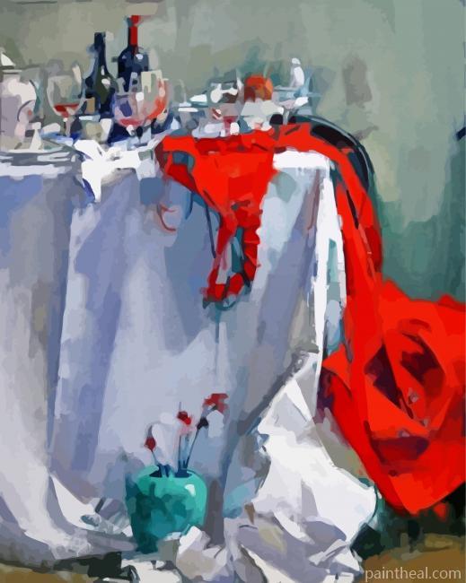 Red Dress on Table Art Painting By Numbers Kits