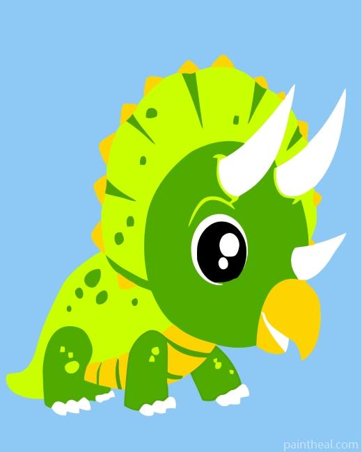 Green Triceratops Painting By Numbers Kits