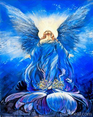 Blue Angel In Lotus Flower Painting By Numbers Kits