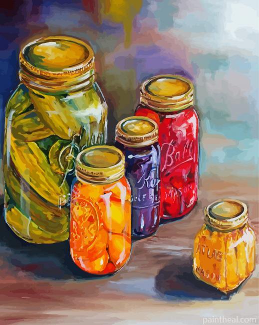 Food in Mason Jars Painting By Numbers Kits