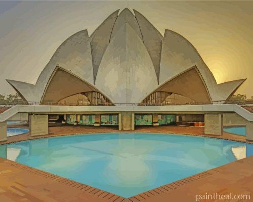 Indian Lotus Temple Painting By Numbers Kits
