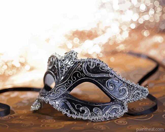 Black And Grey Masquerade Mardi Gras Painting By Numbers Kits