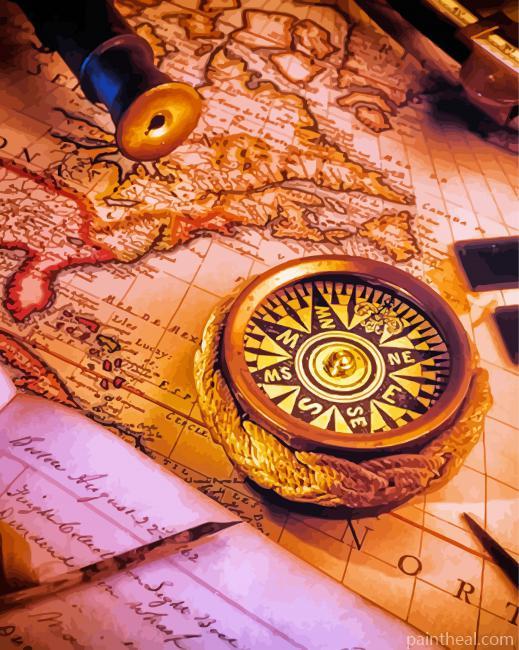 Vintage Nautical Map Painting By Numbers Kits