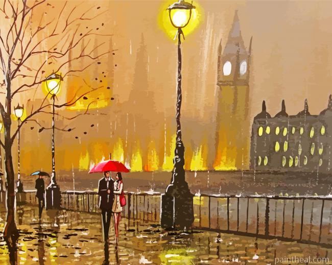 London In The Rain Painting By Numbers Kits