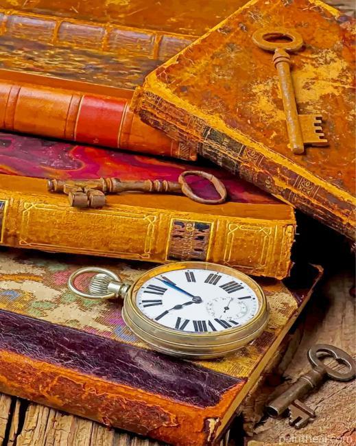 Old Books And Keys Painting By Numbers Kits