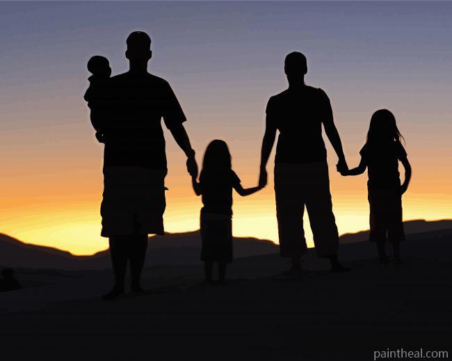 Family Portrait Silhouette Painting By Numbers Kits
