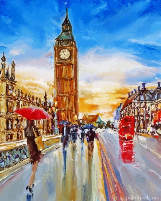 London In The Rain Art Painting By Numbers Kits
