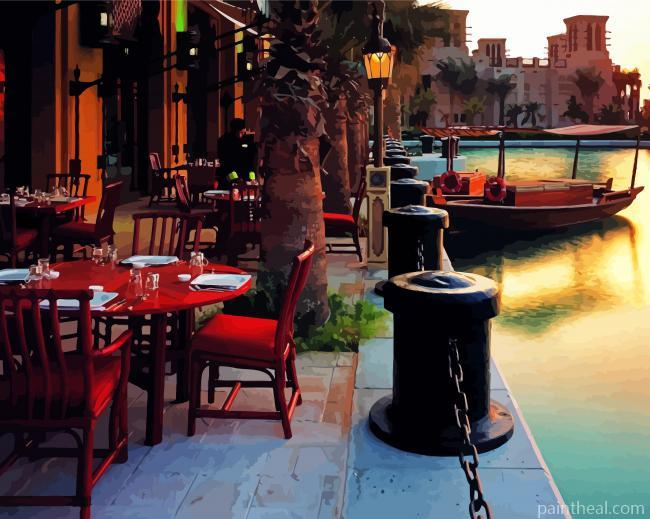 Cityscape Restaurant Cafe Sidewalk Painting By Numbers Kits