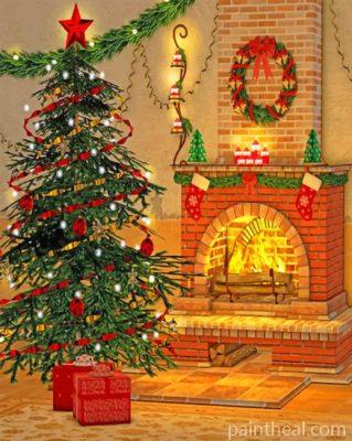 Christmas Tree Fireplace Painting By Numbers Kits