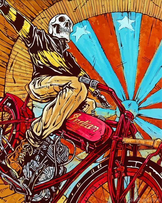 Skull On Motorcycle Painting By Numbers Kits