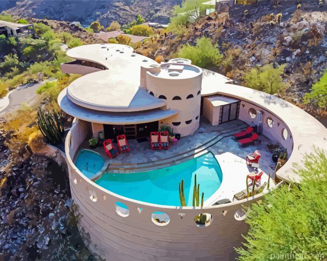 Circular Sun House By Frank Lloyd Wright Painting By Numbers Kits