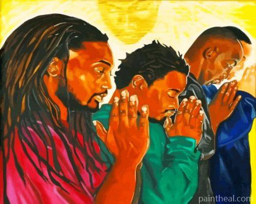 Black Men Praying Painting By Numbers Kits