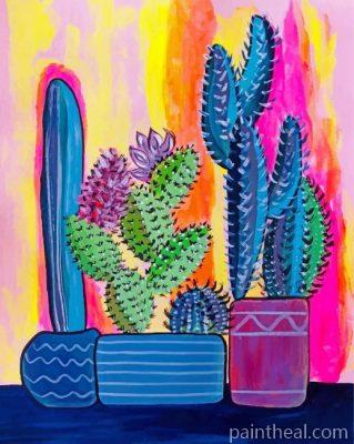 Cactus Plants Pots Painting By Numbers Kits