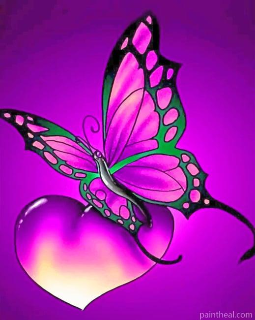 Heart With Butterfly Painting By Numbers Kits