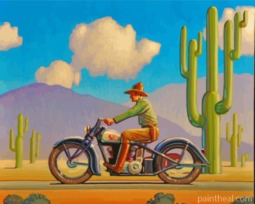 Man On Motorcycle Painting By Numbers Kits