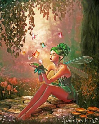 Fairy With A Green Hair Painting By Numbers Kits