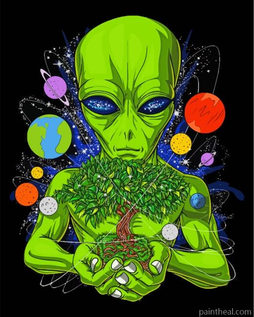 Space Alien Tree Of Life Painting By Numbers Kits