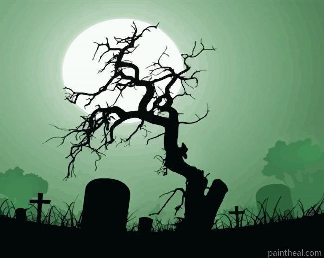 Graveyard Silhouette Painting By Numbers Kits