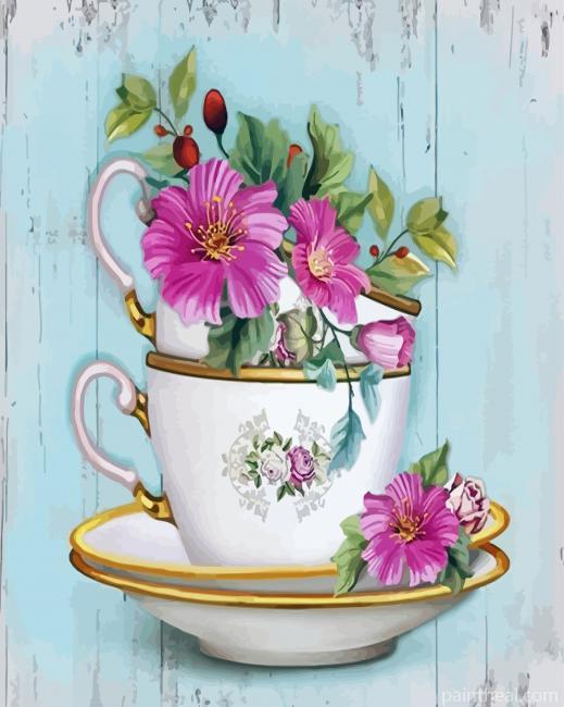 Floral Cup Painting By Numbers Kits