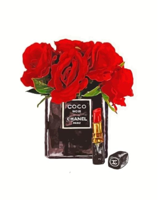 Red Flowers Chanel Noir Painting By Numbers Kits