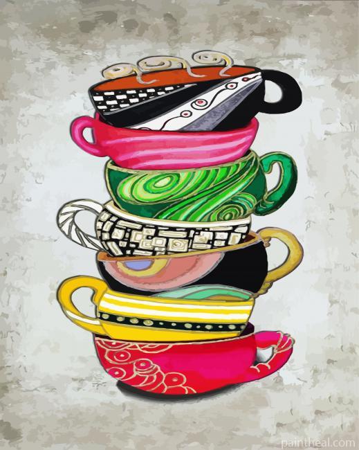 Aesthetic Colorful Cups Painting By Numbers Kits