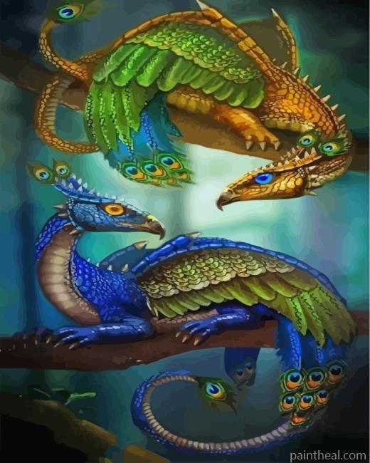 Peafowl Dragons Painting By Numbers Kits