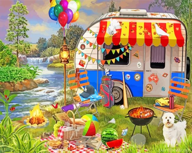 Forest Holiday Caravan Painting By Numbers Kits