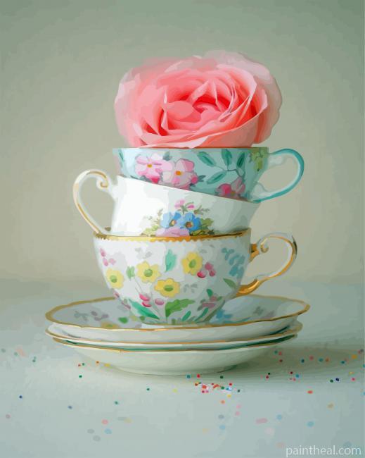 Tea Cups Painting By Numbers Kits