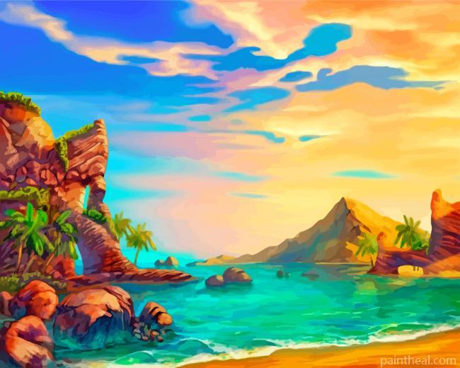 Seascape Island Painting By Numbers Kits