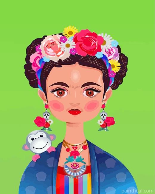 Frida Kahlo And Monkey Painting By Numbers Kits