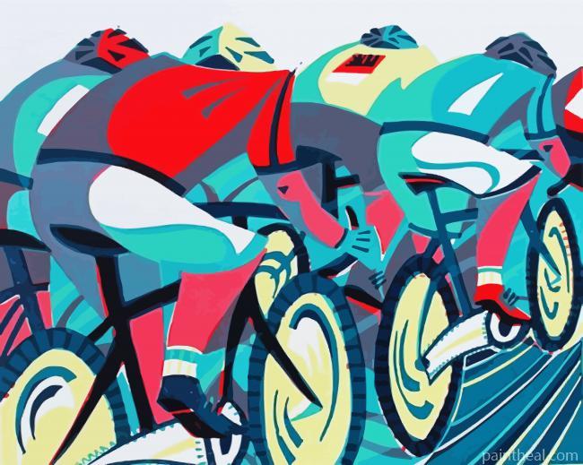 Cyclists Illustration Painting By Numbers Kits