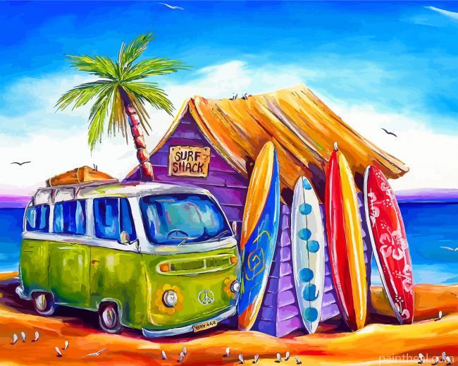 Surfboards And Camper Van Painting By Numbers Kits