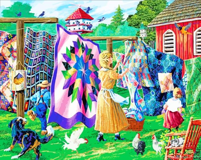 Hang Up The Laundry Painting By Numbers Kits