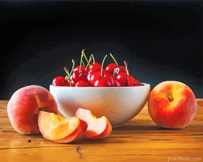 Cherries And Peach Painting By Numbers Kits