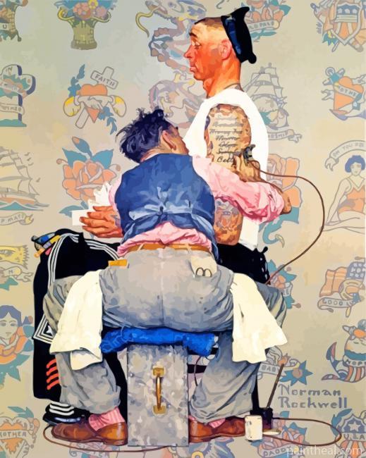 Norman Rockwell With The Tattoo Guy Painting By Numbers Kits