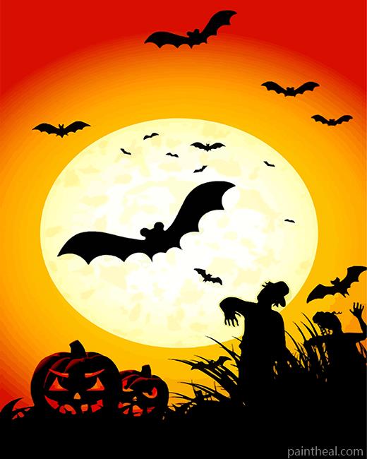Halloween Silhouette Painting By Numbers Kits