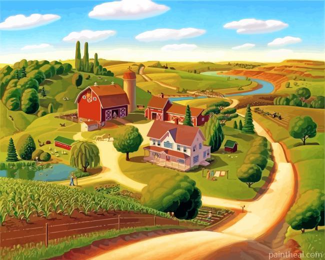 Farm Landscape Painting By Numbers Kits