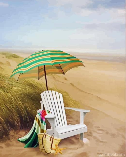 White Beach Chair Painting By Numbers Kits
