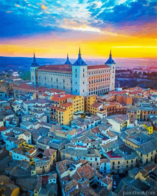 Alcazar Of Toledo Spain At Sunset Painting By Numbers Kits
