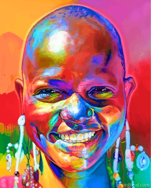 Colorful African Woman Painting By Numbers Kits