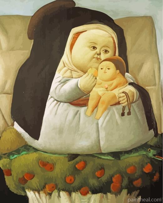 Madonna With Child Fernando Botero Painting By Numbers Kits