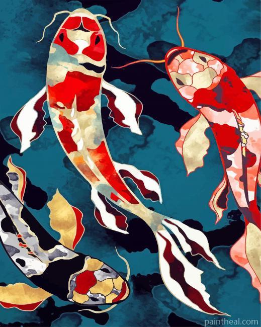 Metalic Koi Fish Art Painting By Numbers Kits