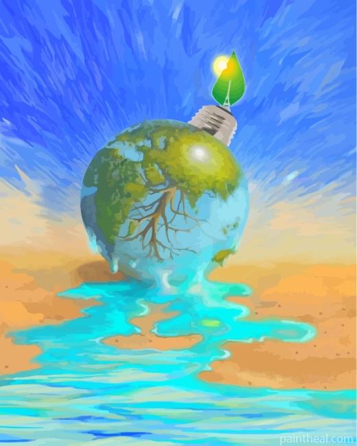 Planet Earth Bulb Painting By Numbers Kits
