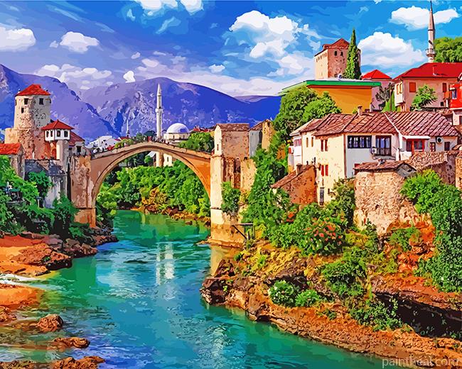 Mostar Bridge Bosnia Painting By Numbers Kits