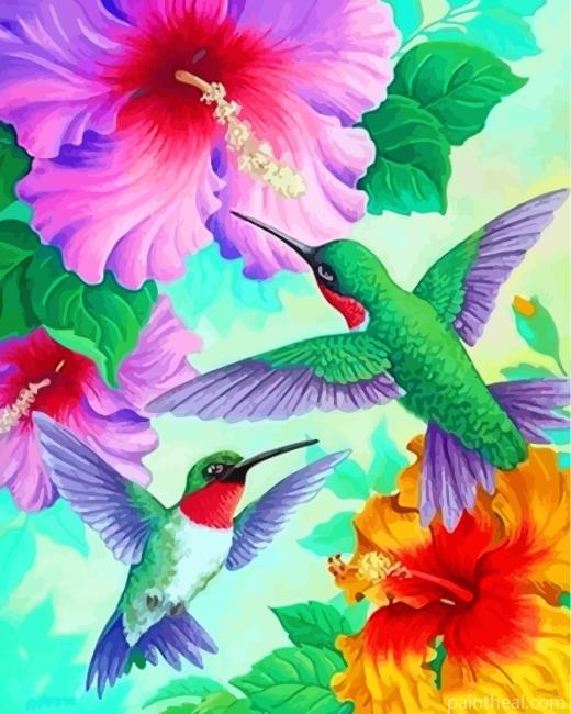 Aesthetic Green Hummingbirds Painting By Numbers Kits