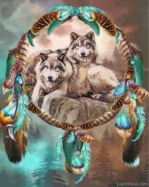 Wolves With Dream Catchers Painting By Numbers Kits