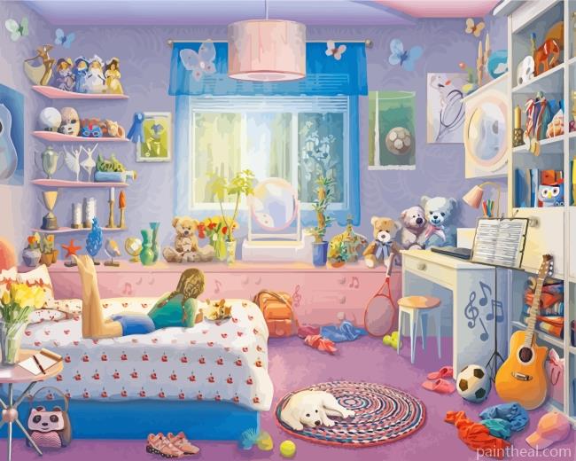 Girl In Bedroom Painting By Numbers Kits